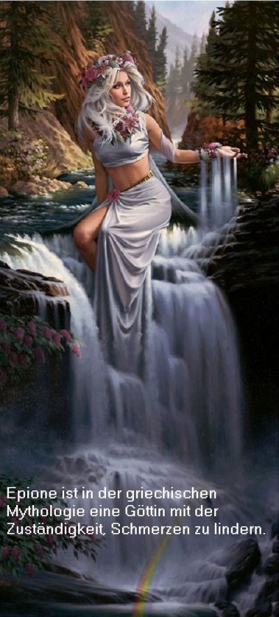 Epione ist in der griechischen Mythologie die Gemahlin des Asklepios