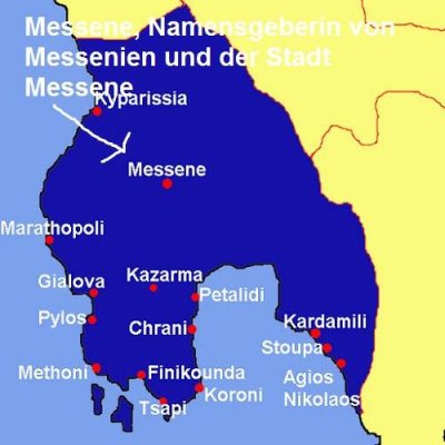 Messene ist die eponyme Heroine von Messenien